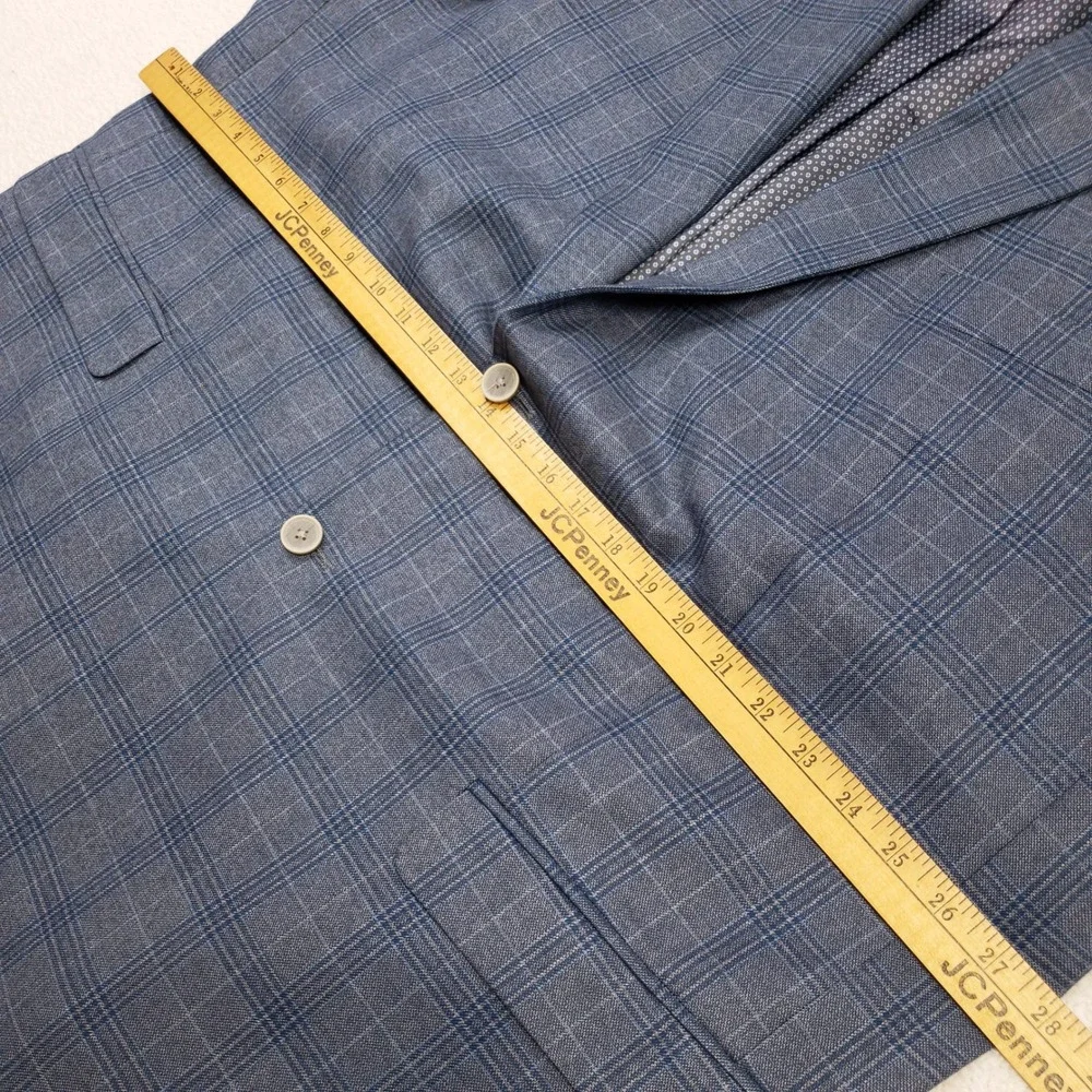 Oak Hill Sport Coat Men 3XLT 54/56 Blue Glen Plaid 2 Button Blazer Viscose Blend